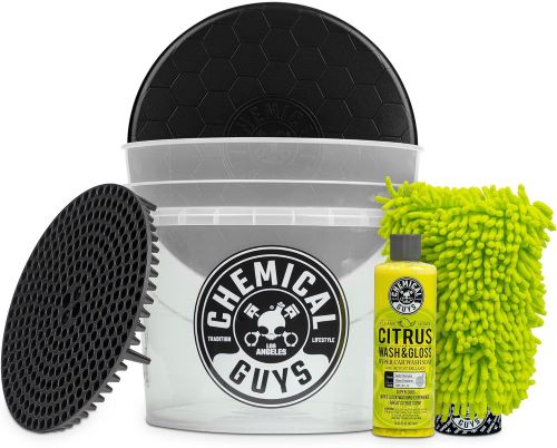 chemical guys car wash bucket, wash mit, and car shampoo chemical guys car wash bucket kit