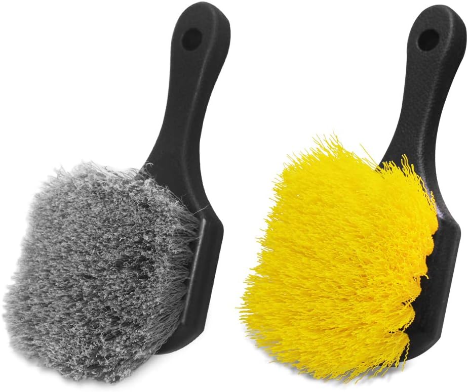 wheel and tire brush set yellow and grey brushes