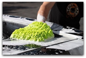 washing car with chenille wash mitt washing car with chenille wash mitt